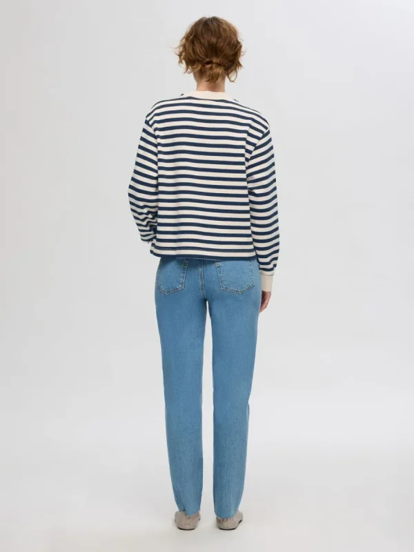 SELECTED ÖVERDIMENSIONERAD RANDIG SWEATSHIRT Blue Shop