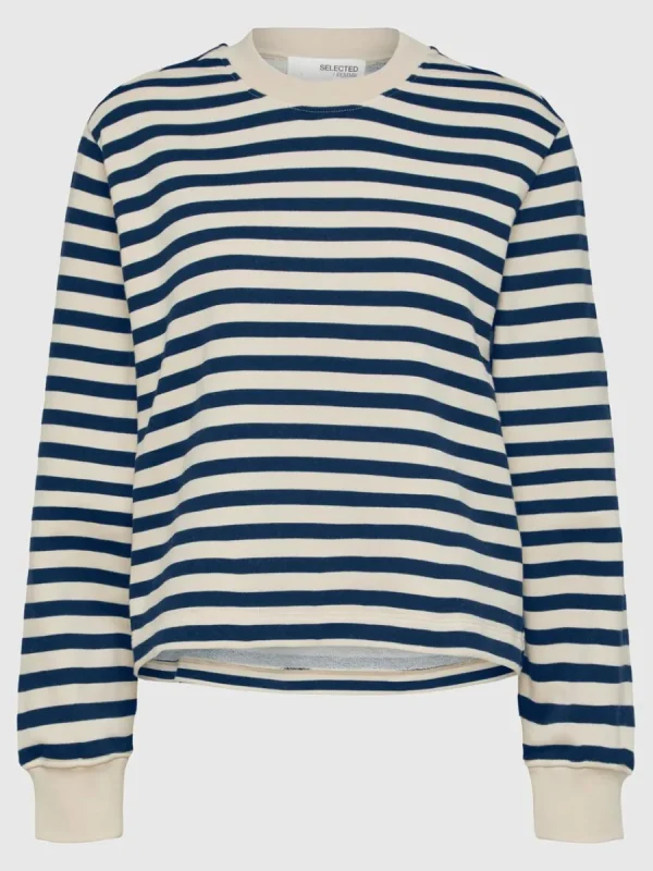 SELECTED ÖVERDIMENSIONERAD RANDIG SWEATSHIRT Blue Shop