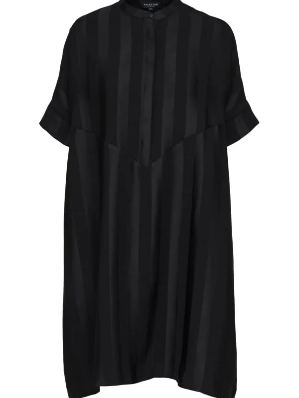 SELECTED ÖVERDIMENSIONERAD SATIN KORT KLÄNNING Black Hot