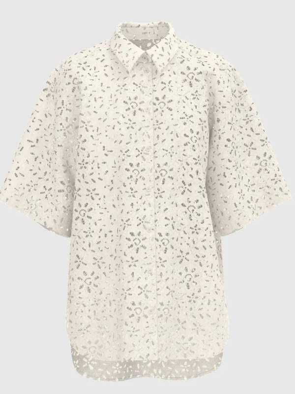 SELECTED ÖVERDIMENSIONERAD SPETS SKJORTA Beige Fashion