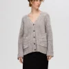 SELECTED ÖVERDIMENSIONERAD STICKAD KOFTA Grey New