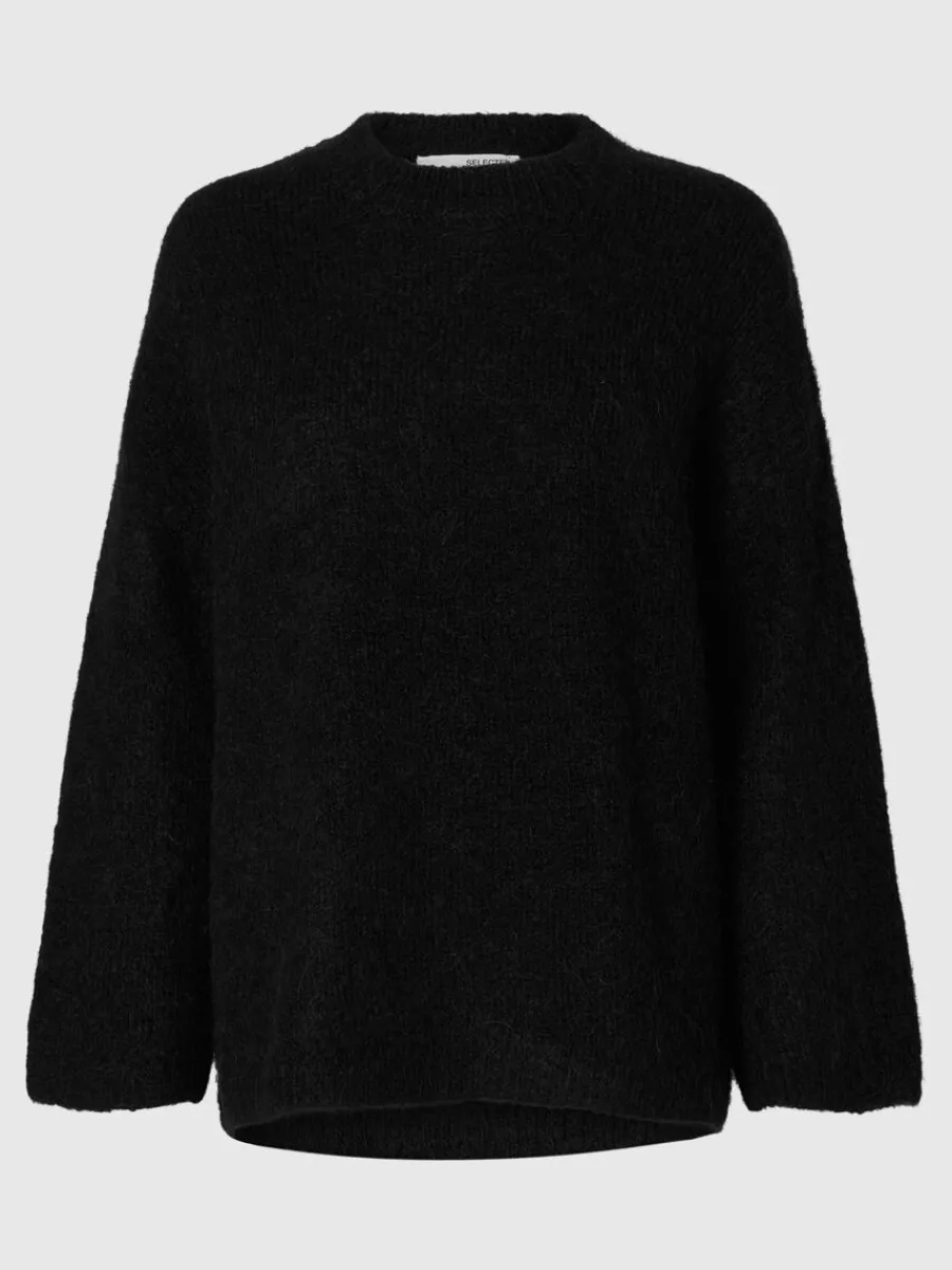 verdimensionerad_stickad__0-5.webp SELECTED ÖVERDIMENSIONERAD STICKAD TRÖJA Black Best Sale