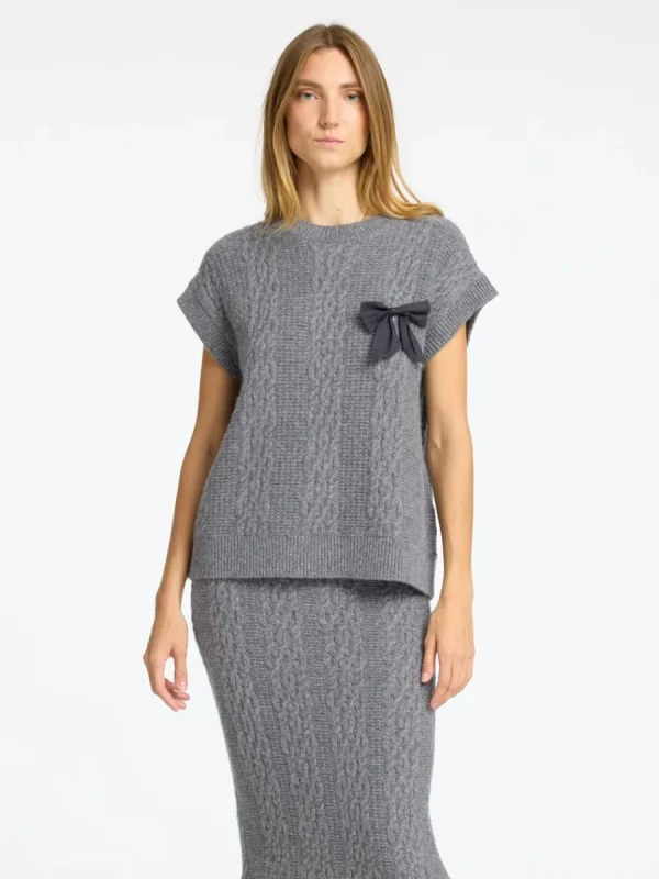SELECTED ÖVERDIMENSIONERAD STICKAD VÄST Grey New