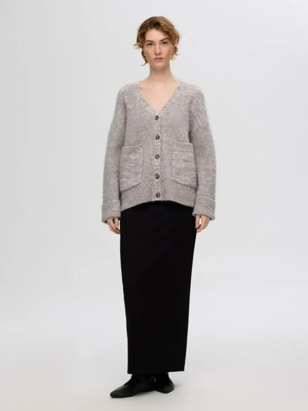 SELECTED ÖVERDIMENSIONERAD STICKAD KOFTA Grey New