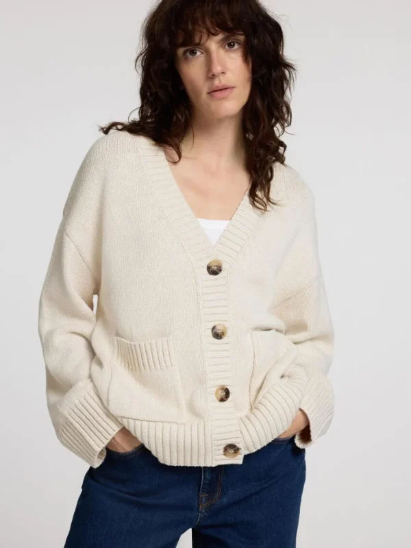 SELECTED ÖVERDIMENSIONERAD STICKAD KOFTA Beige Cheap