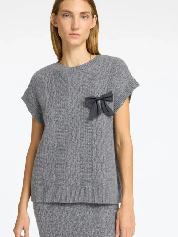 SELECTED ÖVERDIMENSIONERAD STICKAD VÄST Grey New