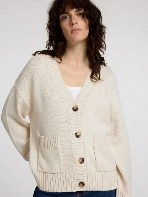 SELECTED ÖVERDIMENSIONERAD STICKAD KOFTA Beige Cheap
