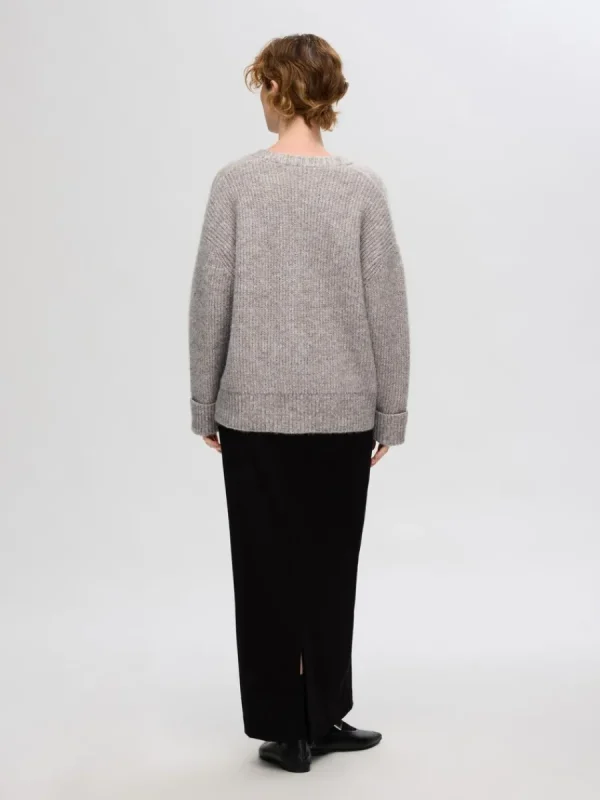 SELECTED ÖVERDIMENSIONERAD STICKAD KOFTA Grey New