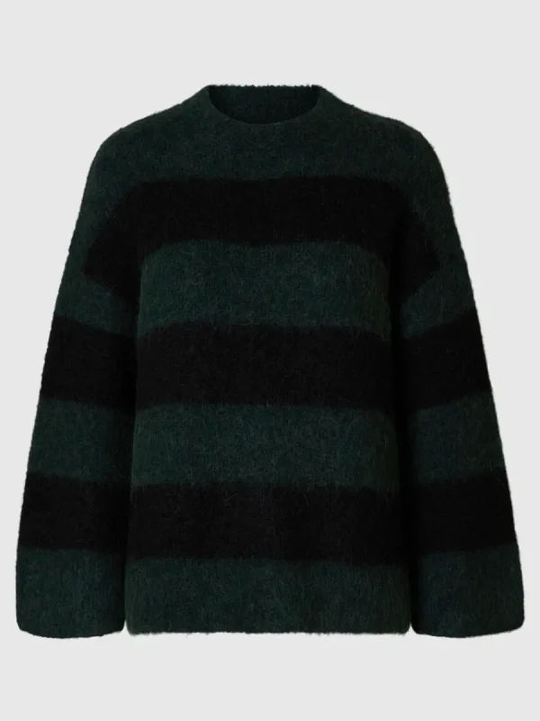 SELECTED ÖVERDIMENSIONERAD STICKAD TRÖJA Green New