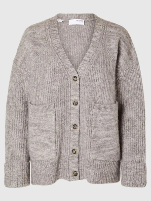SELECTED ÖVERDIMENSIONERAD STICKAD KOFTA Grey New