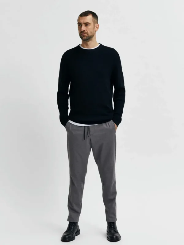 SELECTED VÅFFELSTICKNING TRÖJA Black Best Sale