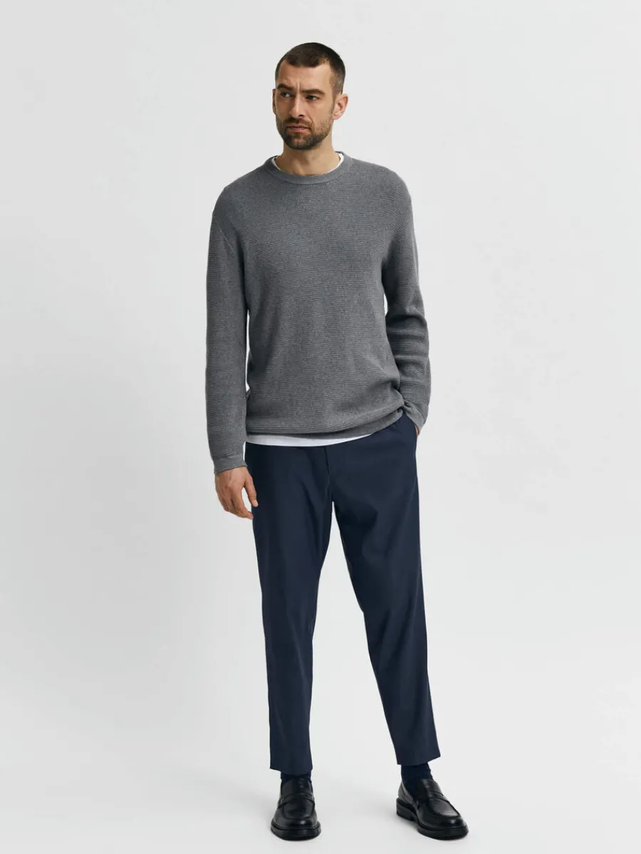 vffelstickning_trja_1.webp SELECTED VÅFFELSTICKNING TRÖJA Grey Store