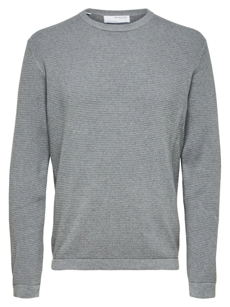vffelstickning_trja_4.webp SELECTED VÅFFELSTICKNING TRÖJA Grey Store