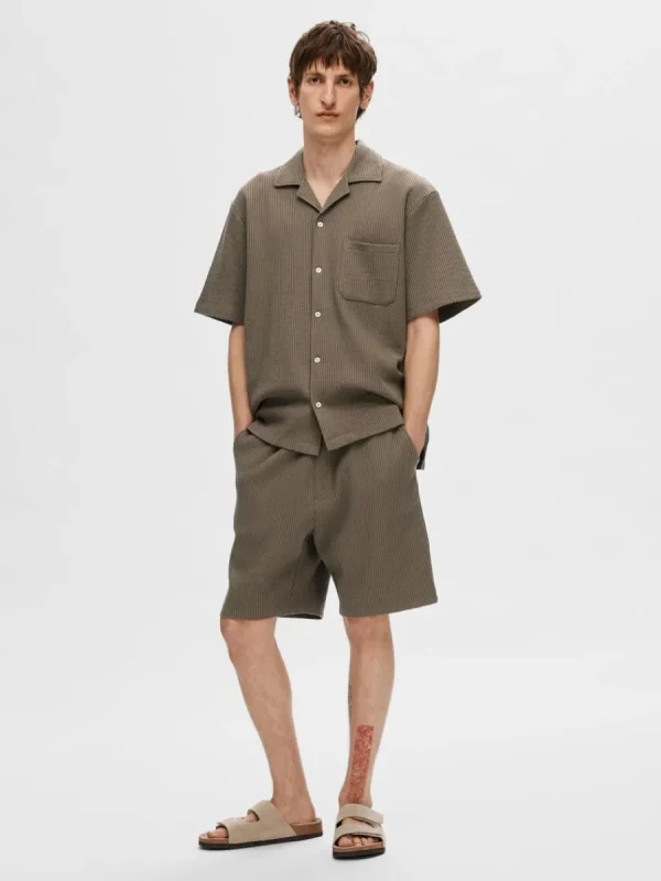 SELECTED VÅFFLAD SHORTS Brown Online