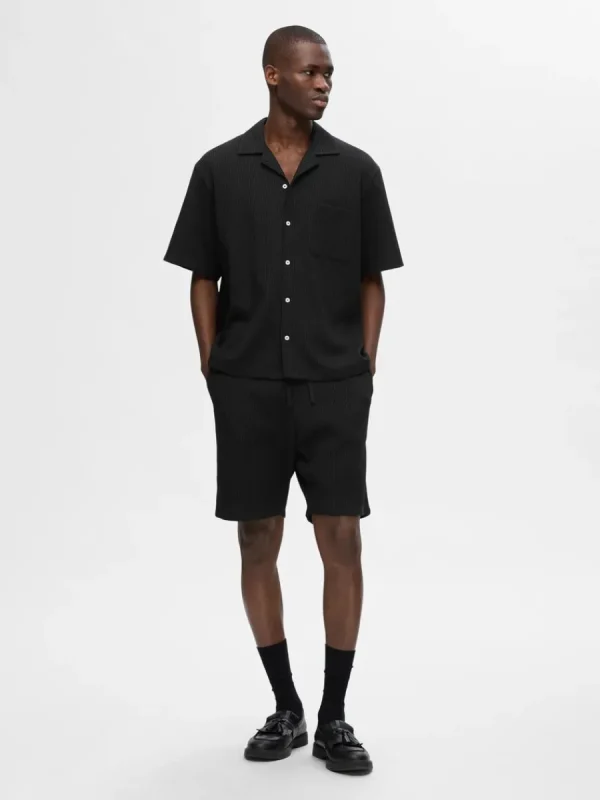SELECTED VÅFFLAD SHORTS Black Online