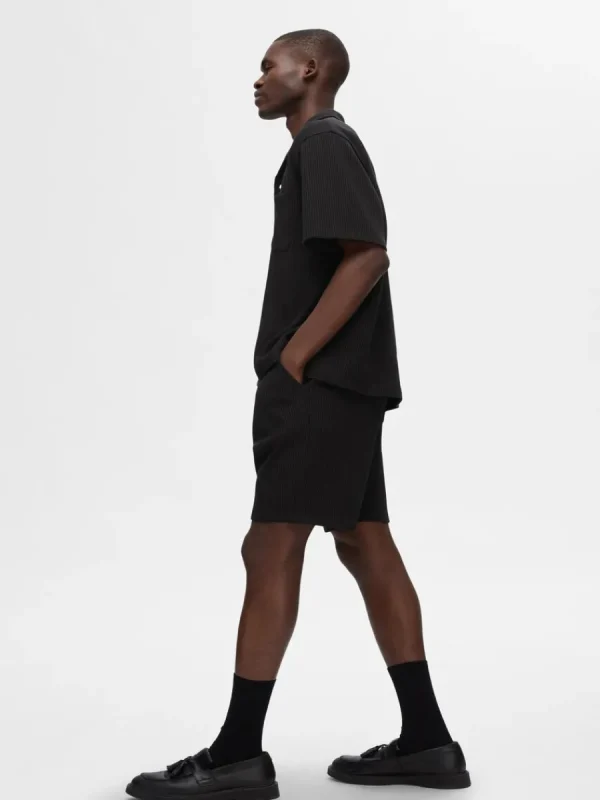SELECTED VÅFFLAD SHORTS Black Online