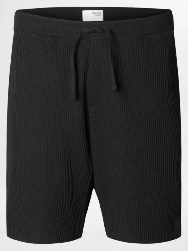 SELECTED VÅFFLAD SHORTS Black Online