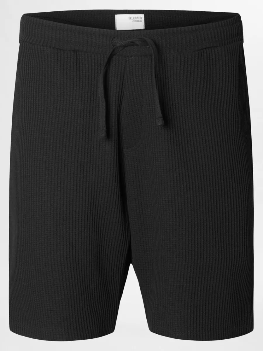 vfflad_shorts_4.webp SELECTED VÅFFLAD SHORTS Black Online
