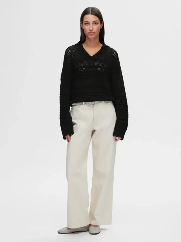 SELECTED VIRKAD STIL TRÖJA Black Cheap