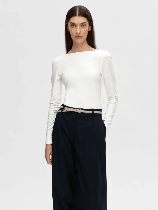 SELECTED VÄNDBAR LÅNGÄRMAD T-SHIRT White Online
