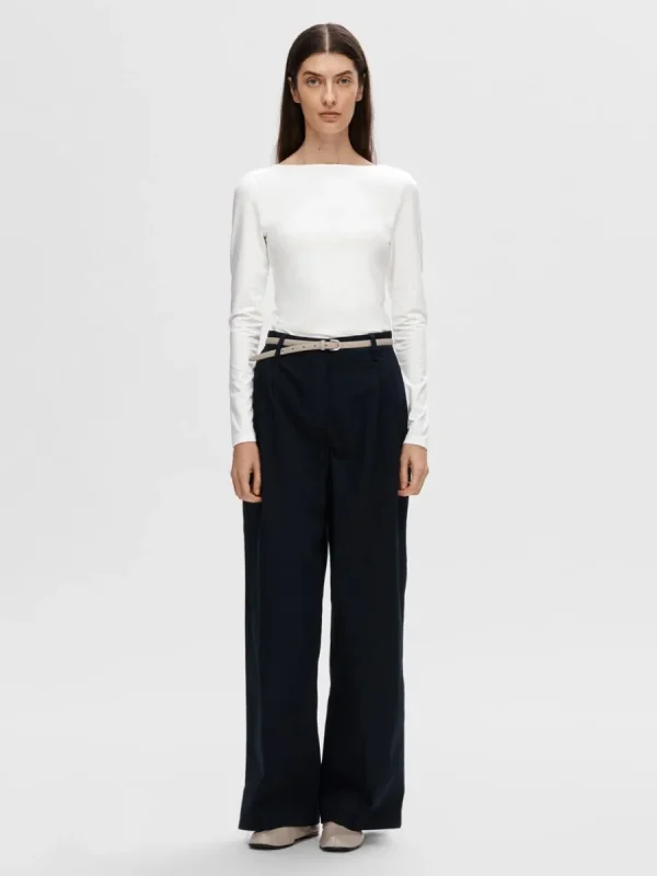 SELECTED VÄNDBAR LÅNGÄRMAD T-SHIRT White Online
