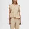 SELECTED VOLANGPRYDD TOPP Beige Fashion