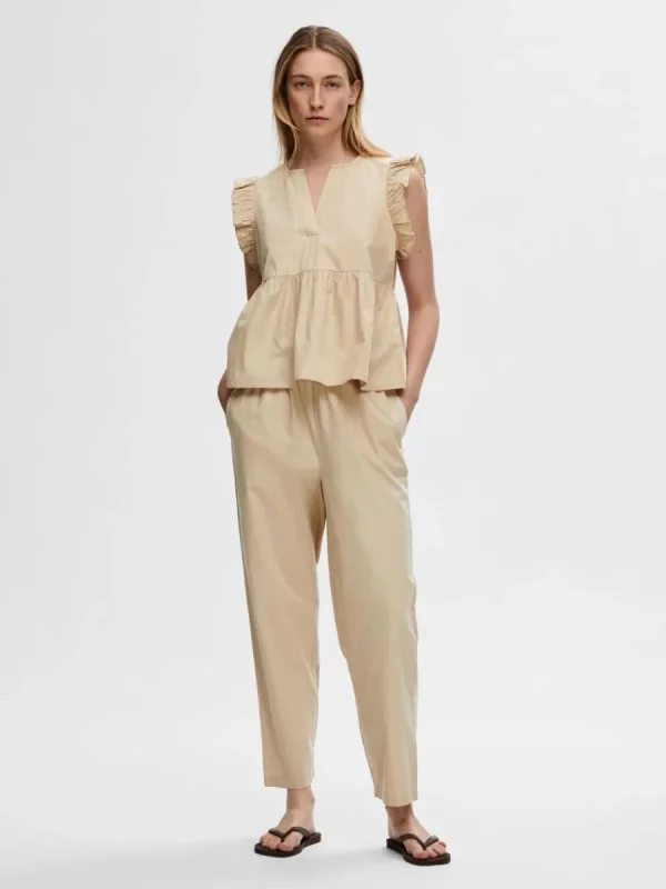 SELECTED VOLANGPRYDD TOPP Beige Fashion