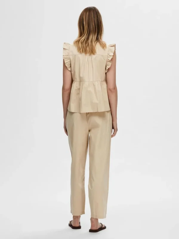 SELECTED VOLANGPRYDD TOPP Beige Fashion