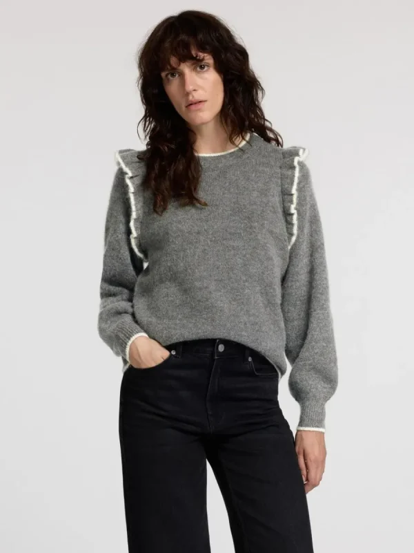 SELECTED VOLANGPRYDD TRÖJA Grey Fashion
