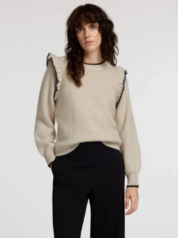 SELECTED VOLANGPRYDD TRÖJA Beige Clearance