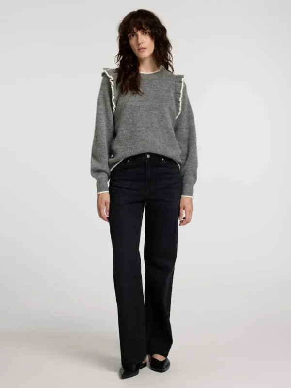 SELECTED VOLANGPRYDD TRÖJA Grey Fashion