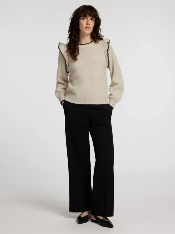 SELECTED VOLANGPRYDD TRÖJA Beige Clearance