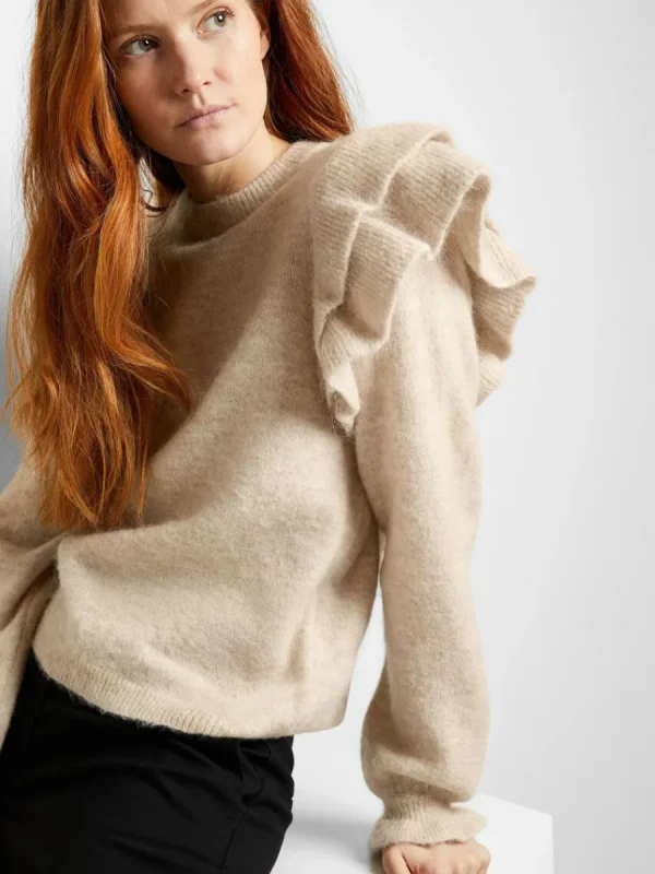 SELECTED VOLANGPRYDD TRÖJA Beige Sale