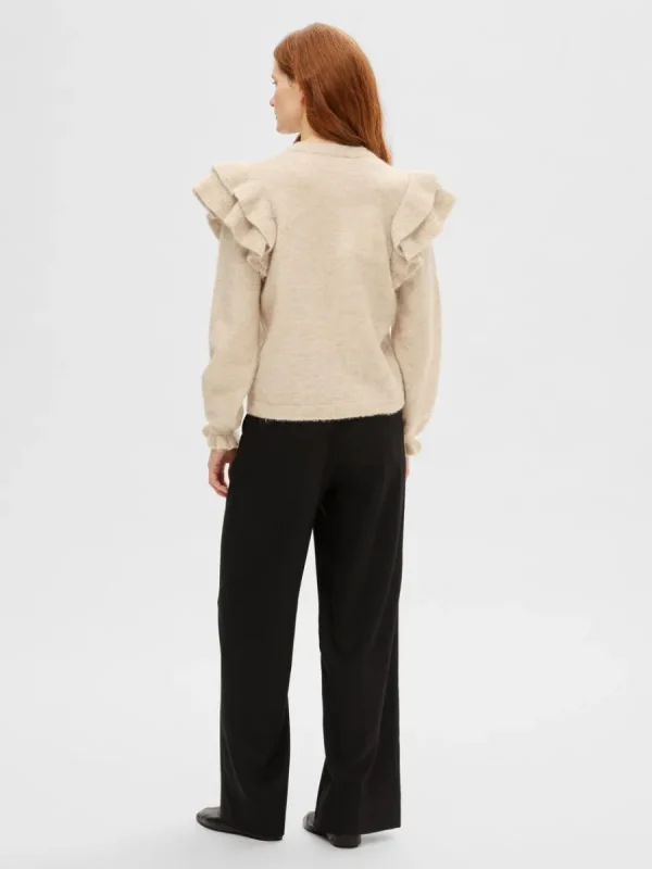SELECTED VOLANGPRYDD TRÖJA Beige Sale