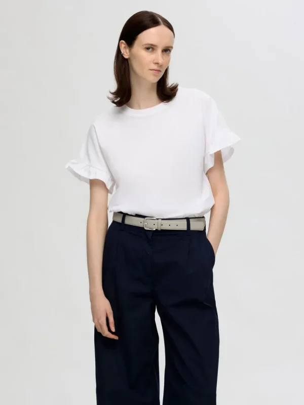 SELECTED VOLANGPRYDD T-SHIRT White New