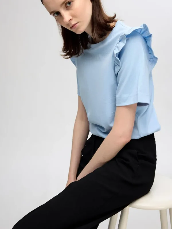 SELECTED VOLANGPRYDD T-SHIRT Blue Cheap