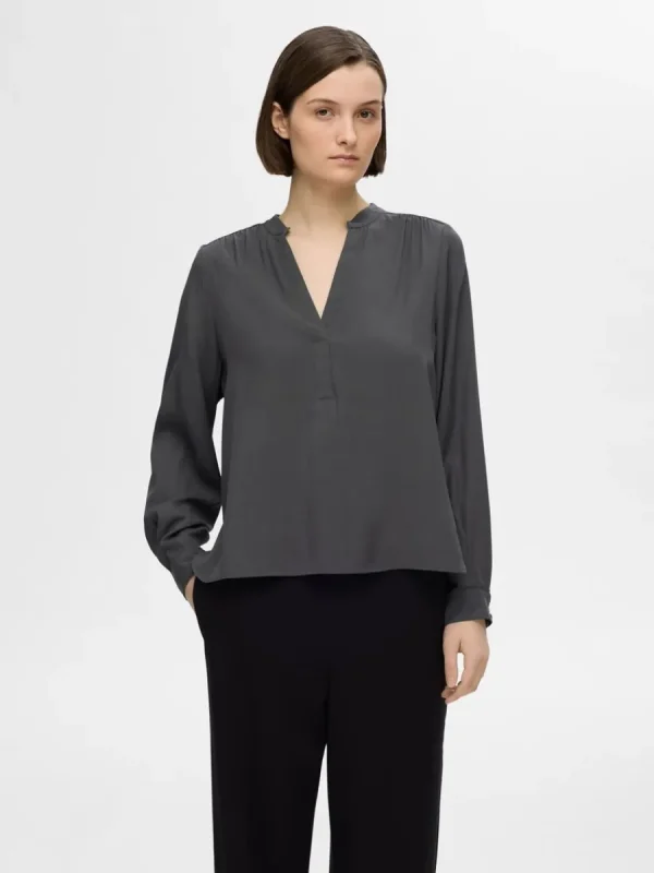 SELECTED V-RINGNING BLUS Grey Sale