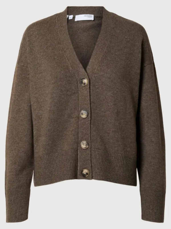 SELECTED V-RINGNING STICKAD KOFTA Brown Discount