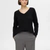 SELECTED V-RINGNING STICKAD TRÖJA Black Flash Sale