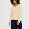 SELECTED V-RINGNING STICKAD TRÖJA Beige Cheap