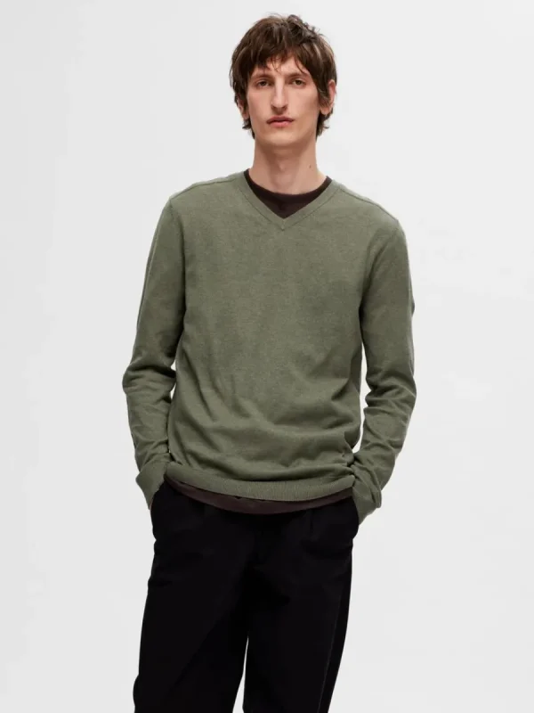SELECTED V-RINGNING STICKAD TRÖJA Green Store