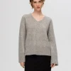 SELECTED V-RINGNING STICKAD TRÖJA Grey Best Sale