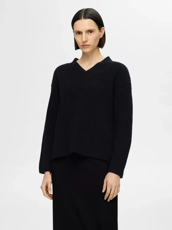 SELECTED V-RINGNING STICKAD TRÖJA Black Online