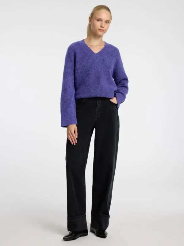 SELECTED V-RINGNING STICKAD TRÖJA Purple Sale