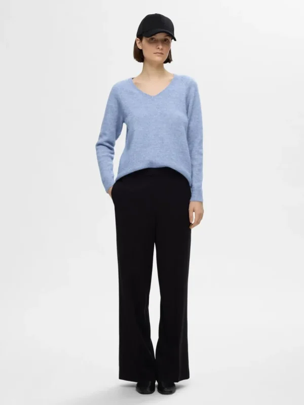SELECTED V-RINGNING STICKAD TRÖJA Blue Outlet