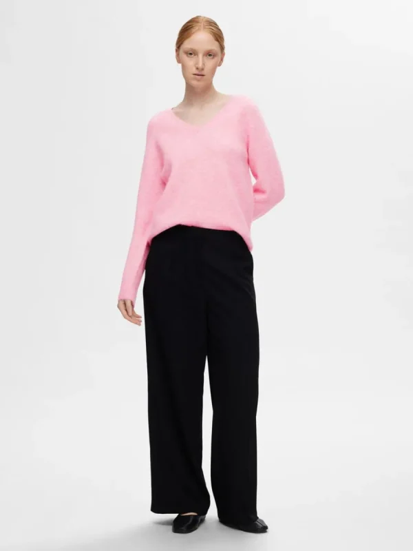SELECTED V-RINGNING STICKAD TRÖJA Pink Flash Sale