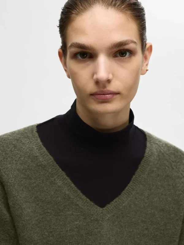 SELECTED V-RINGNING STICKAD TRÖJA Green Hot