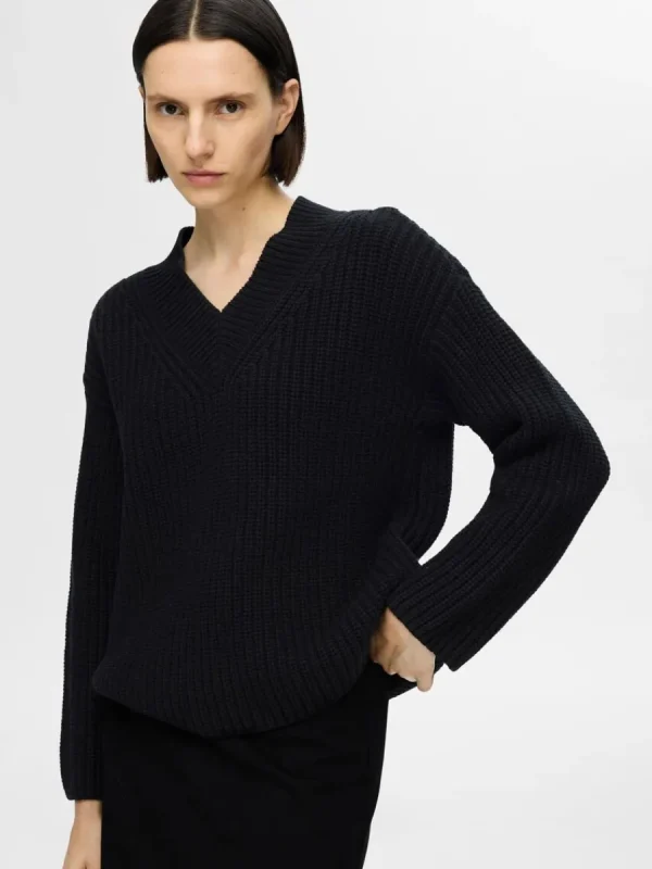 SELECTED V-RINGNING STICKAD TRÖJA Black Online