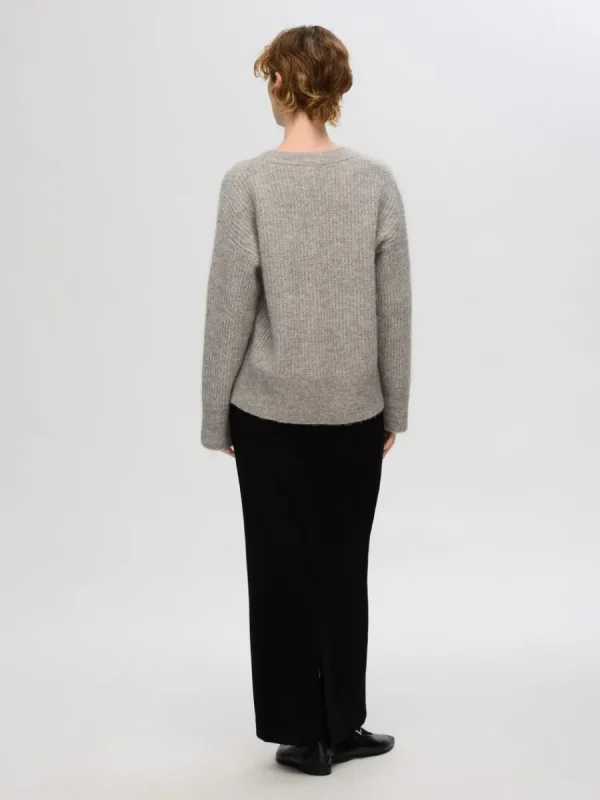 SELECTED V-RINGNING STICKAD TRÖJA Grey Best Sale