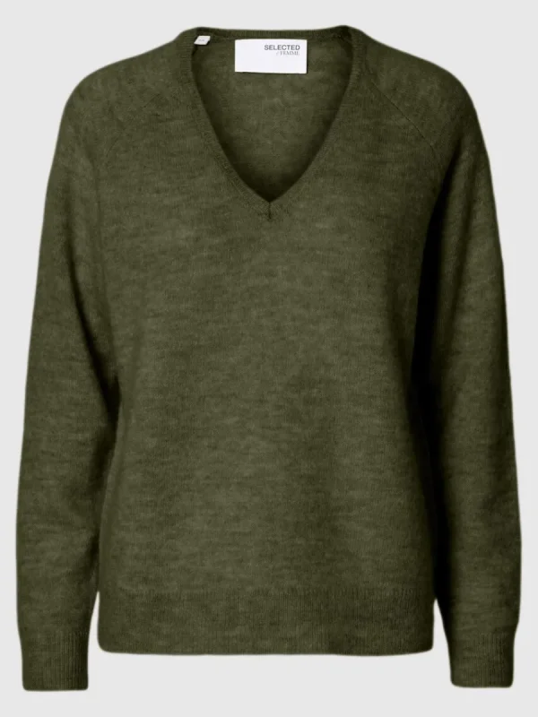 SELECTED V-RINGNING STICKAD TRÖJA Green Hot